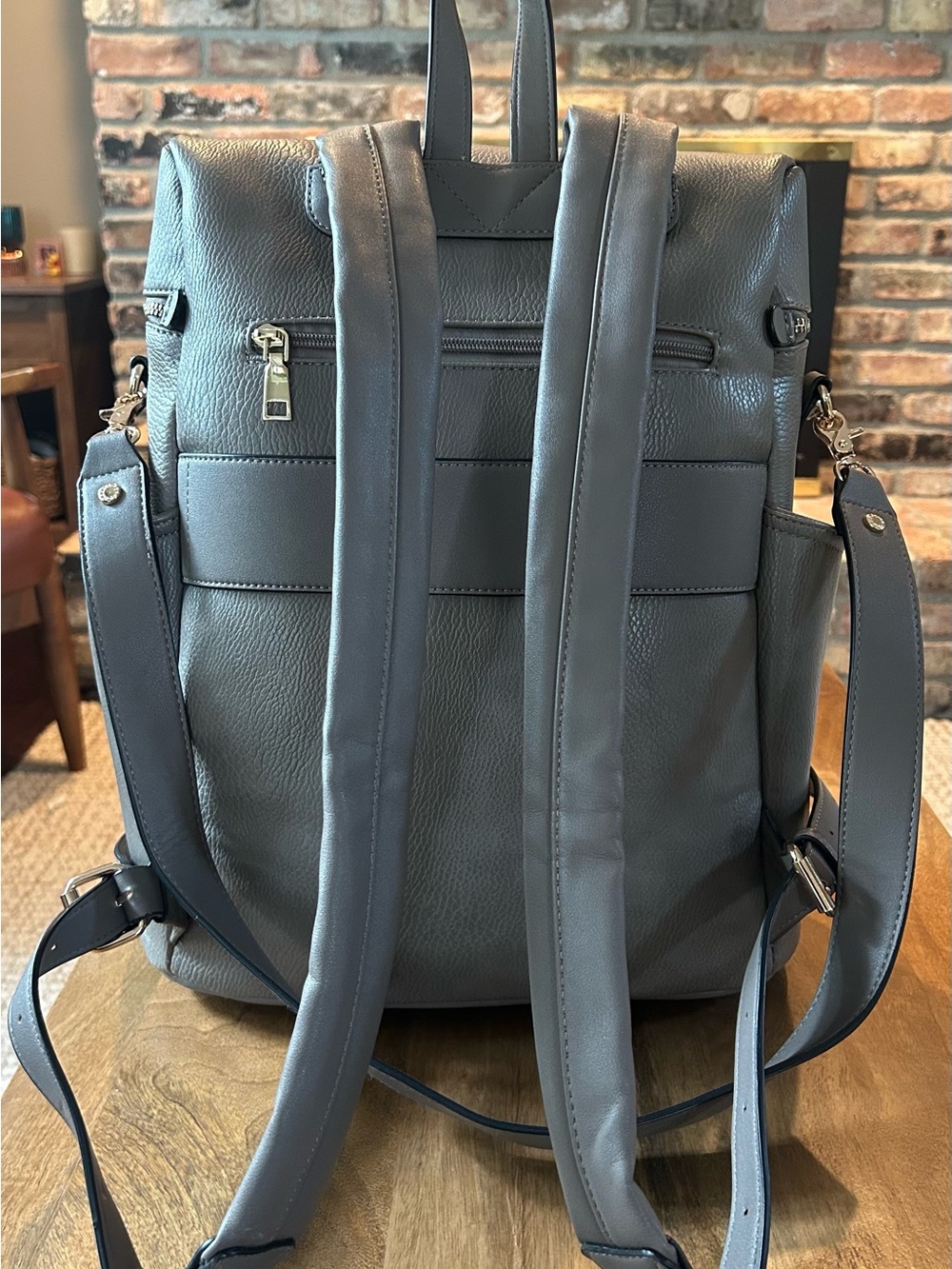 Poppy & Peonies Dark Gray Convertible Women’s Backpack - Picture 3 of 10